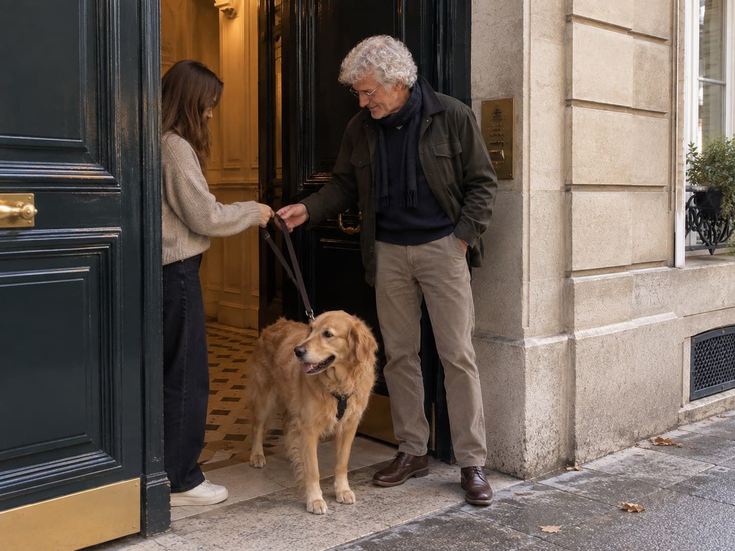 Je passe chercher le premier chien de la matinée.